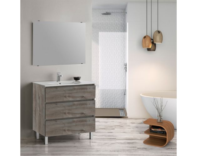 Conjunto De Mueble De Baño Roble Martina 80cm