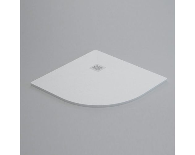 Plato de ducha mineral gel coat 1/4 círculo blanco 90x90 cm