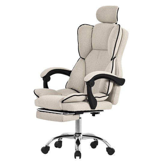 Silla de oficina ergonómica beige asiento gaming regulable altura