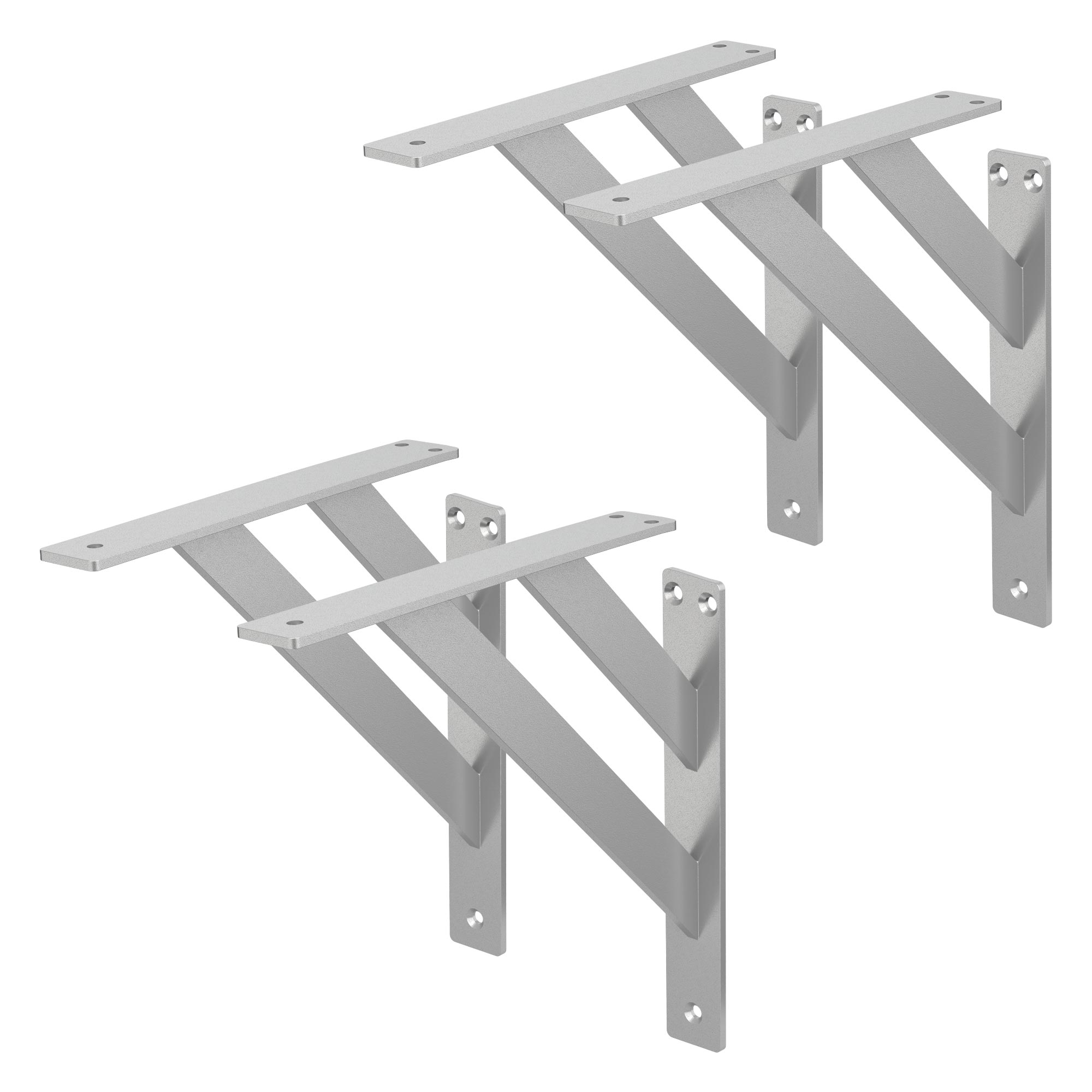 Set de 4x soporte de estante 240x240mm plata