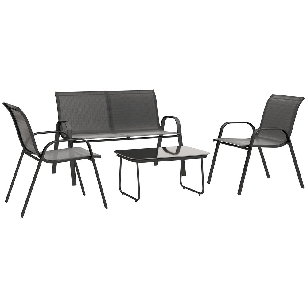 Muebles de jardín 113x66x79 cm acero, textilene Outsunny