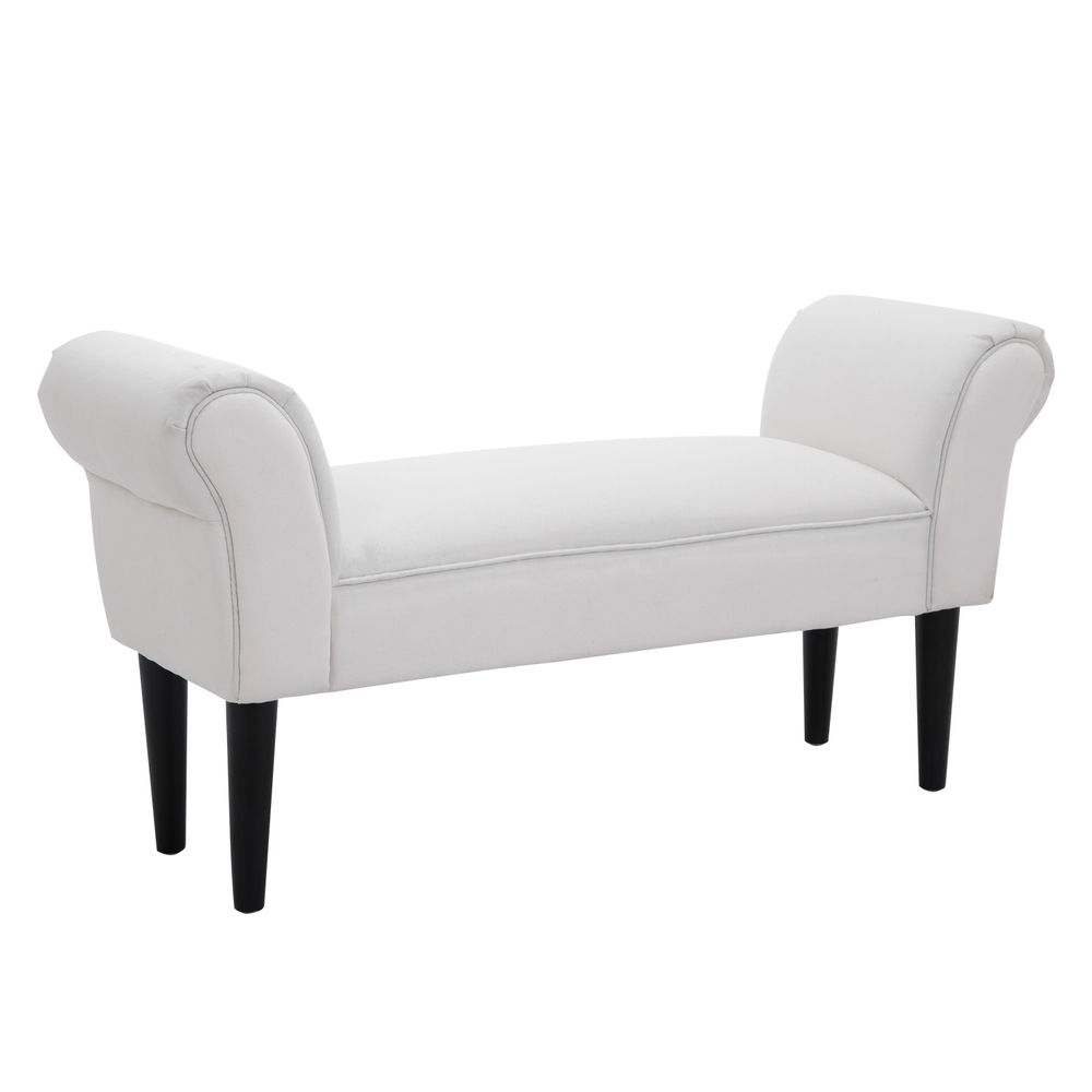 Banco de cama 102x36x51cm madera, textil no tejido y esponja color blanco