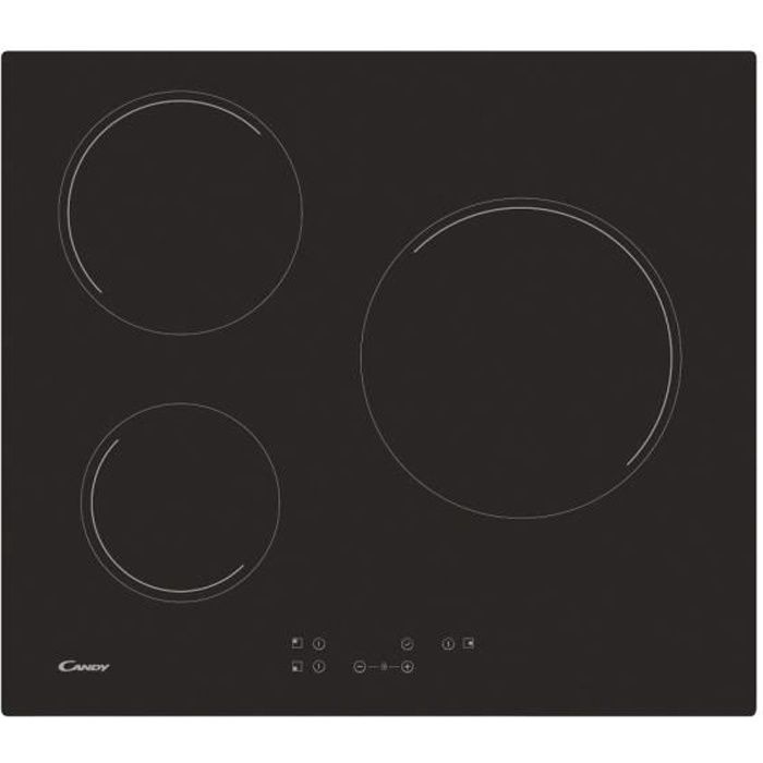 Placa de cocción vitrocerámica candy ch63ct - 3 fuegos - l 60cm - negro
