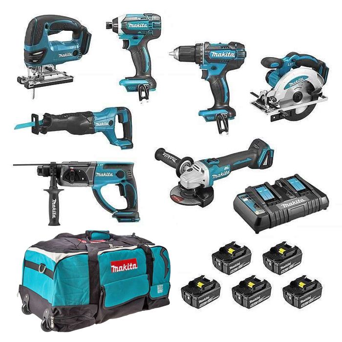 Pack 7 máquinas Makita 18v ddf482 dtd152 dga504 dss610 dhr202