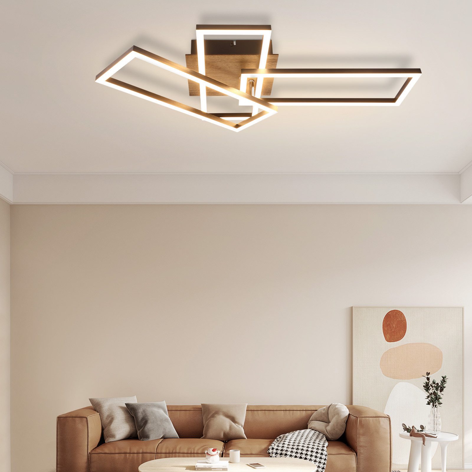 Nettlife lámpara de techo LED dormitorio marco negro 64.3cm regulable con
