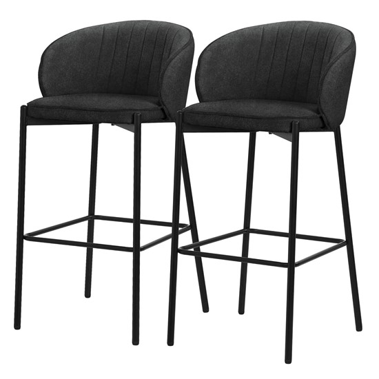 2x taburetes de bar antracita 76cm tapizado tela y estructura metálica