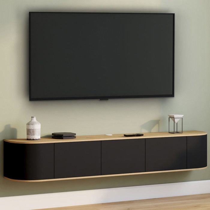 Mueble tv suspendido bicolor - 3 puertas - 180 cm