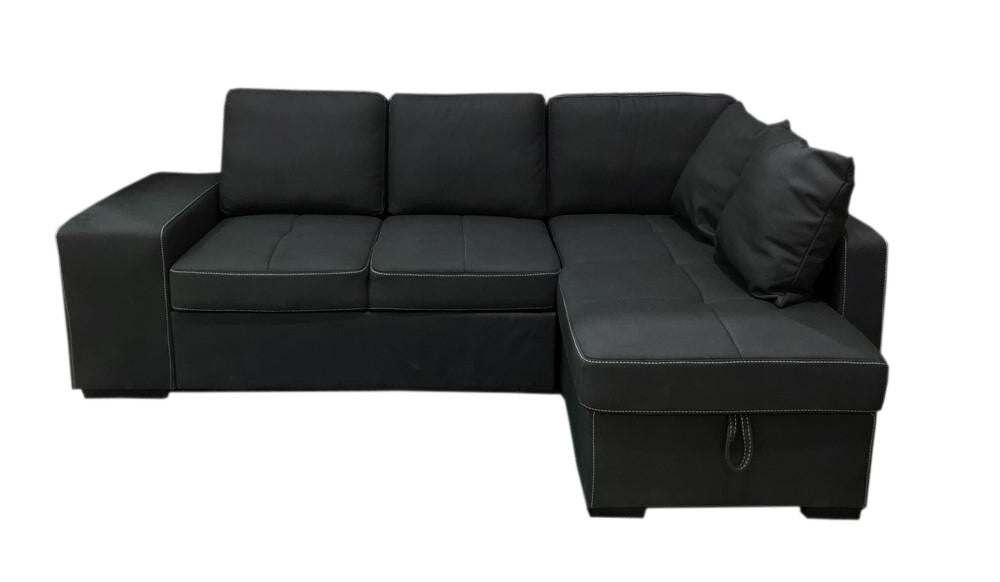 Sofa cama chaise longue stacy 250cm negro, chaise derecho