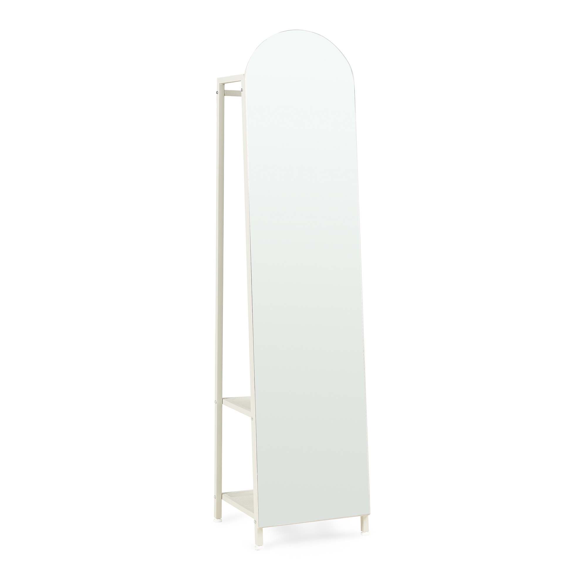 Espejo de pie y perchero 2 en 1 frenraby 165x40x35 cm - oatmeal [en.casa]