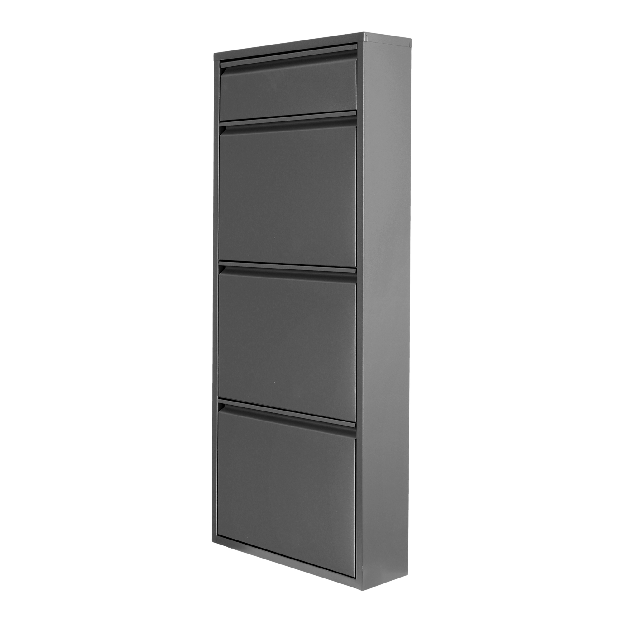 Zapatero sokndal con 3+1 puertas 118x50x15 cm metal - gris [en.casa]