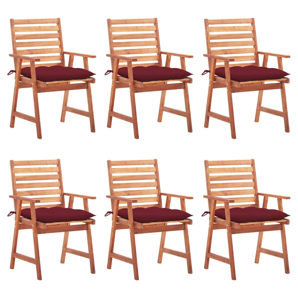 vidaXL sillas comedor de jardín y cojines 6 uds madera maciza acacia