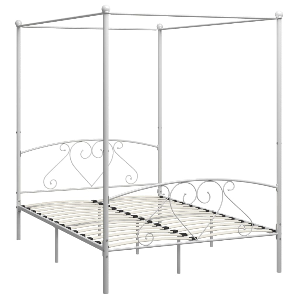 vidaXL estructura de cama con dosel metal blanco 160x200 cm