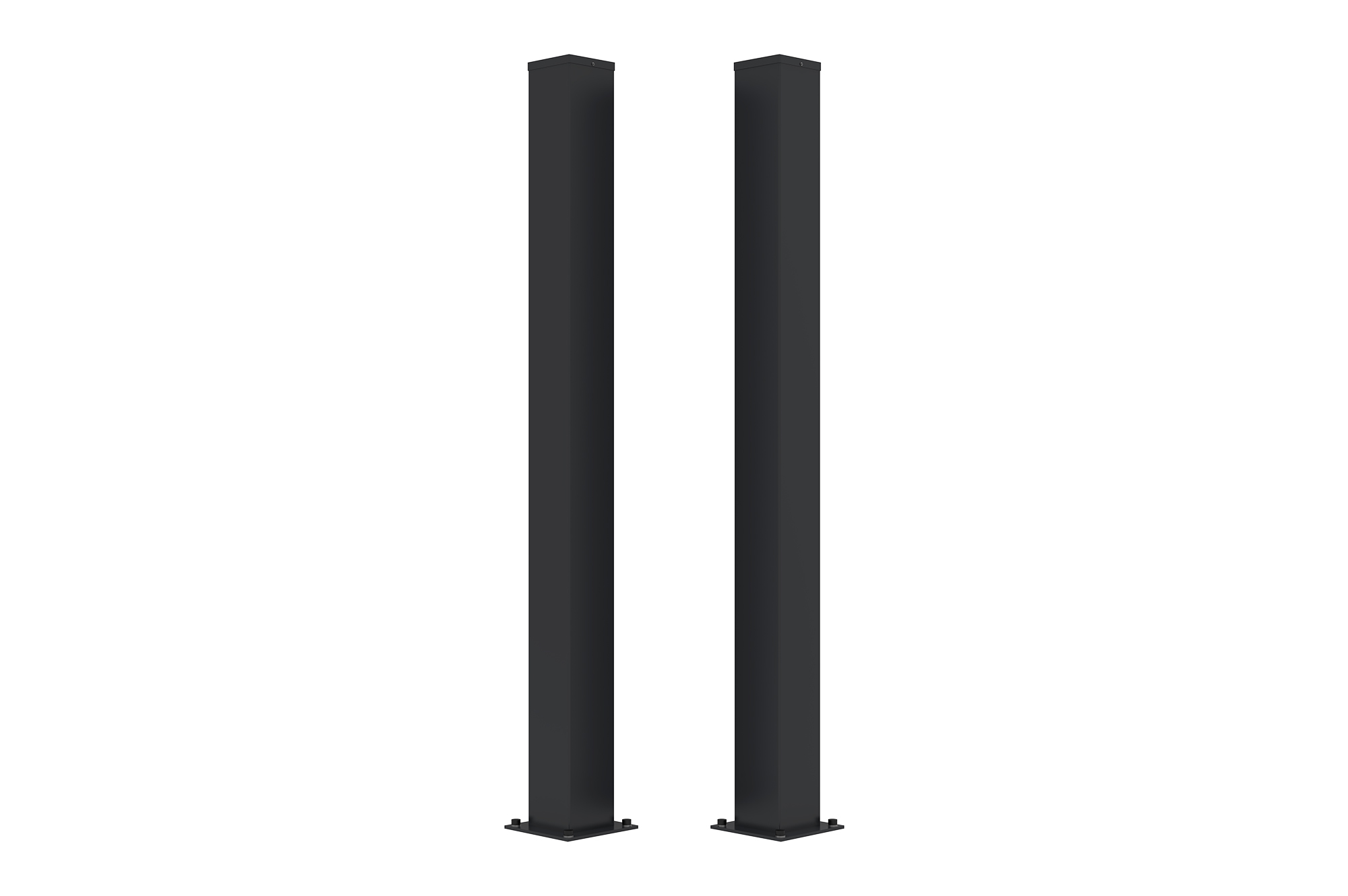 Juego de 2 postes de hierro carmo de 15x15cm y 185cm de alto, color negro.