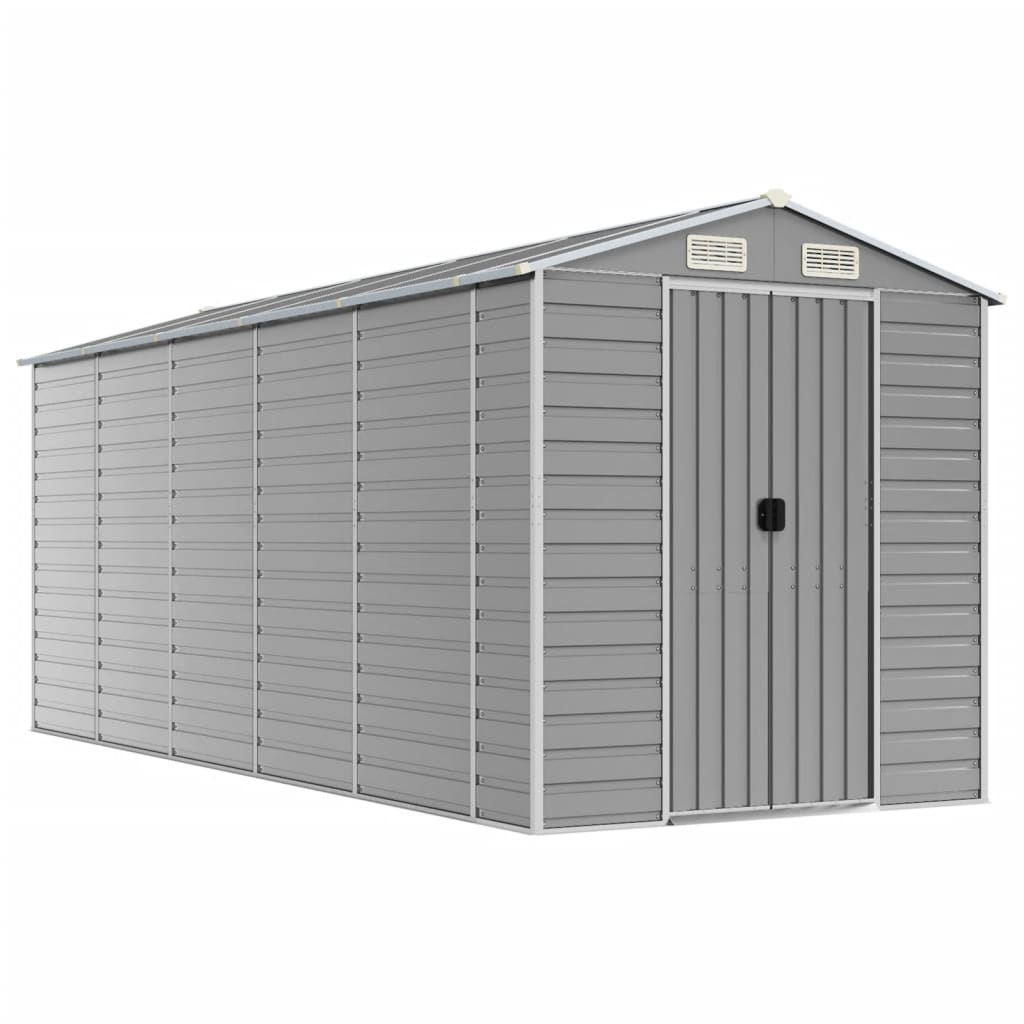 vidaXL caseta de jardín gris claro 191x470x198 cm acero galvanizado