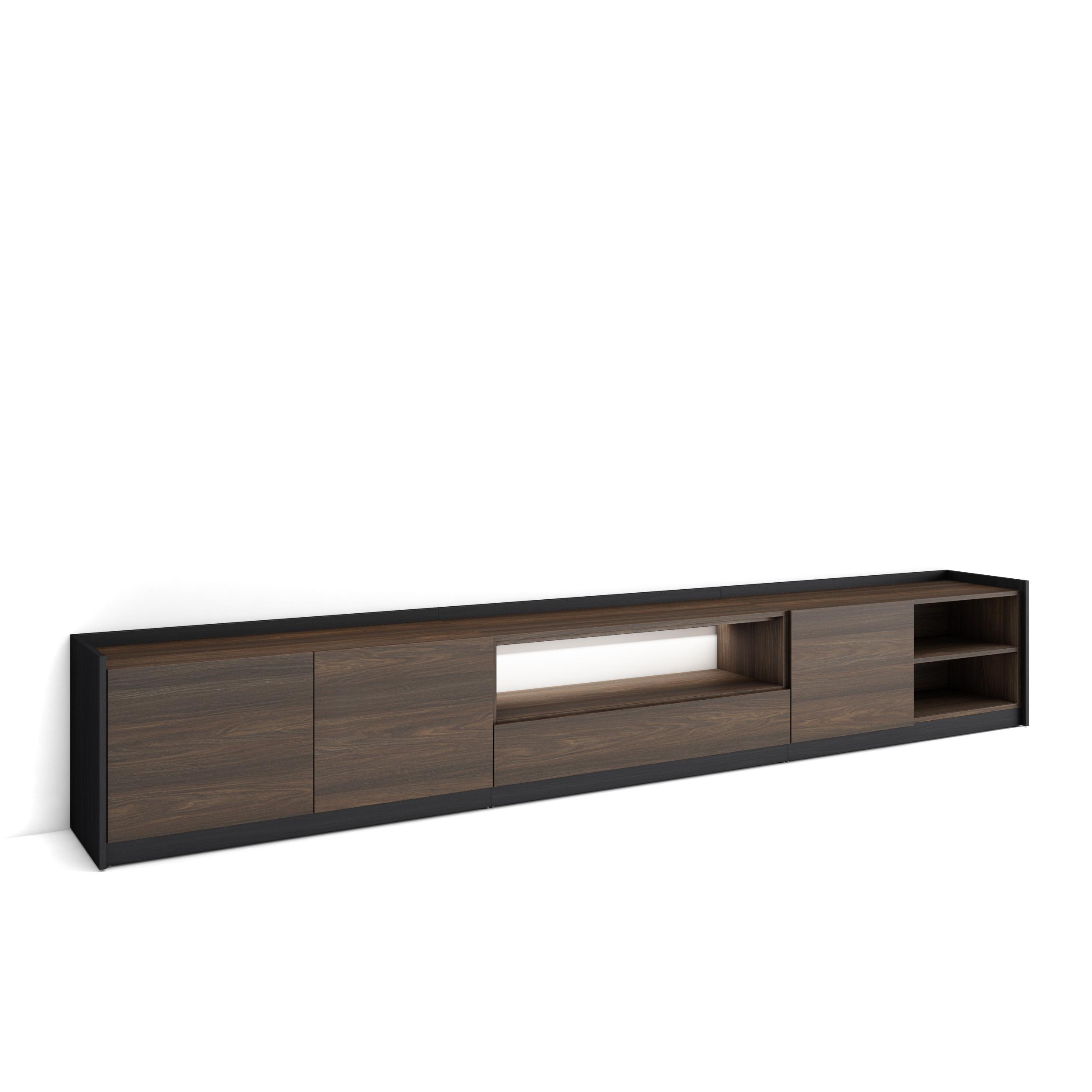 Mueble tv, 310x37x50cm, roble oscuro y negro, LED rf4907