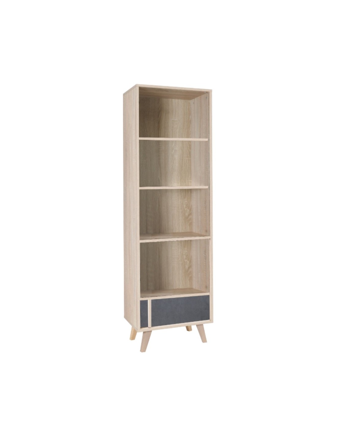 Biblioteca malmo roble claro y gris – 1 puerta y 4 nichos