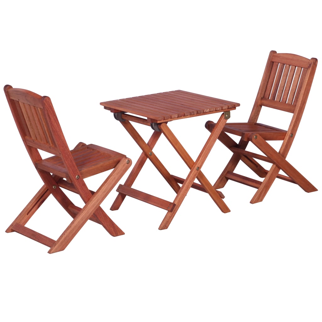 vidaXL set de bistró para niños 3 pzas madera maciza de eucalipto