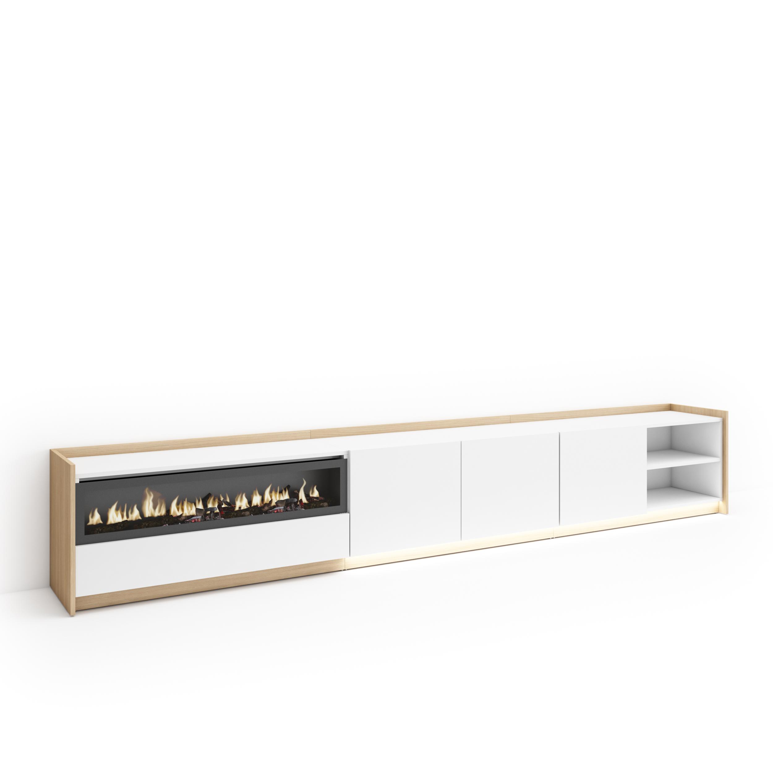 Mueble tv, 310x37x50cm, chimenea eléctrica, LED rf4862