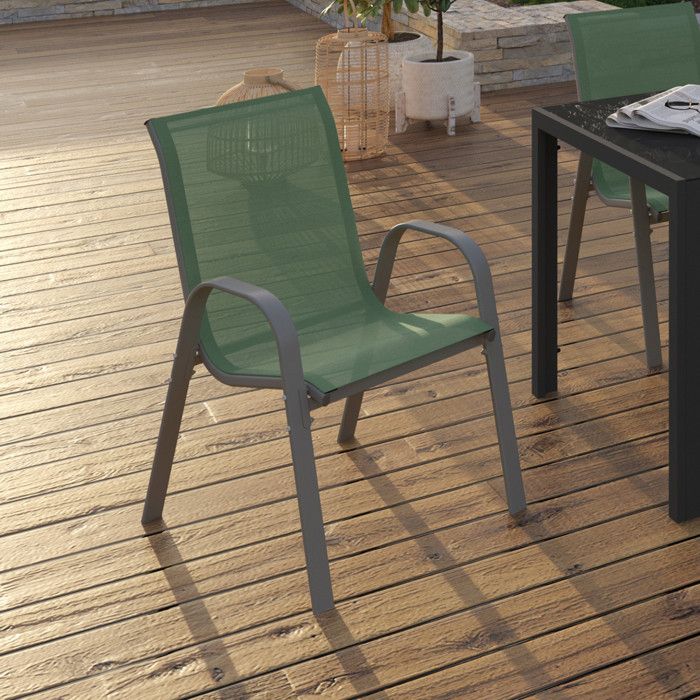 Sillas de jardín apilables - lote de 6 - verde oliva