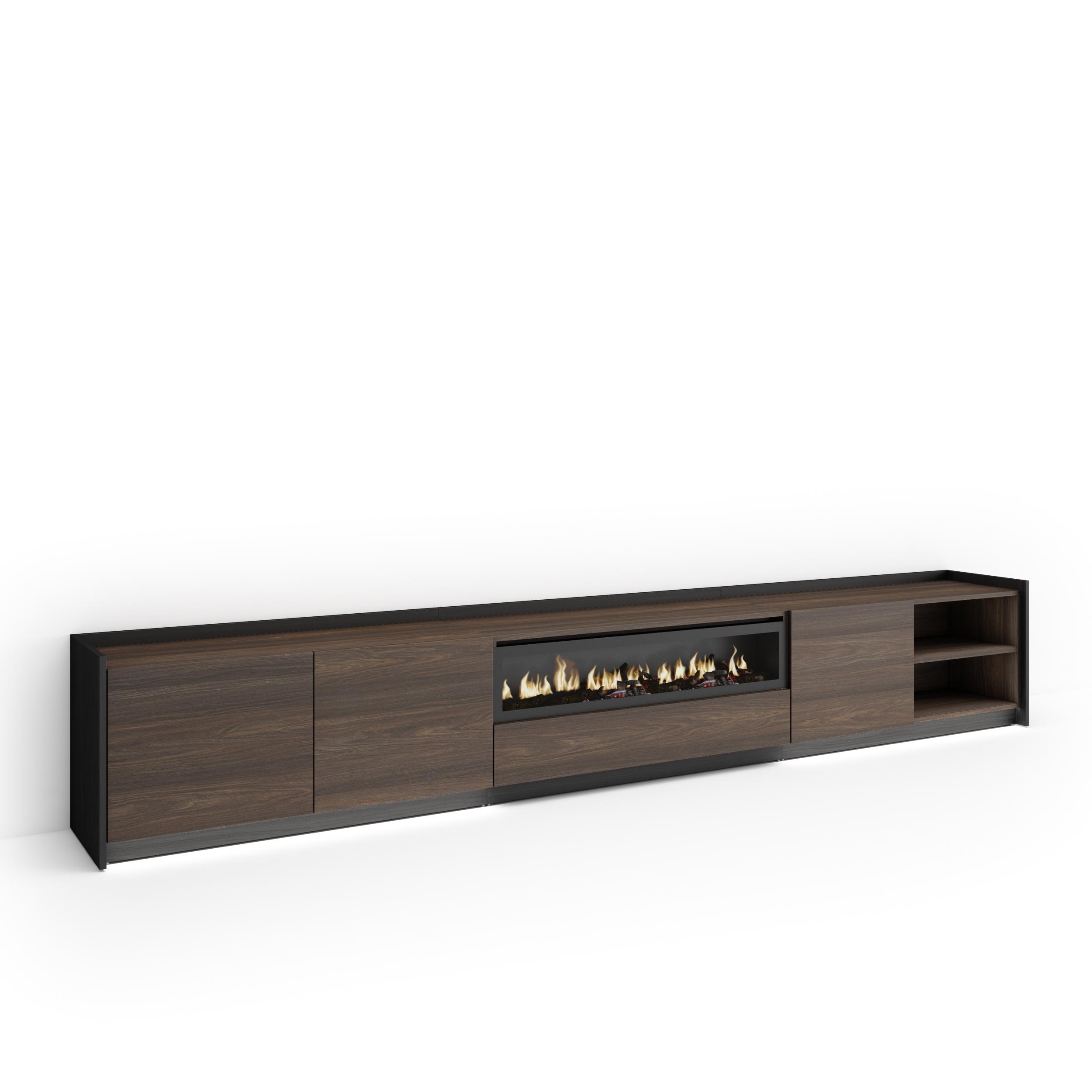 Mueble tv, 310x37x50cm, chimenea eléctrica, LED rf4908