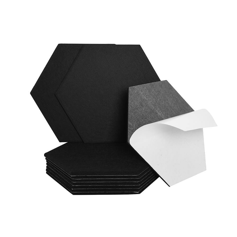 Paneles acústicos hexagon autoadhesivos silent - set de 5 negro