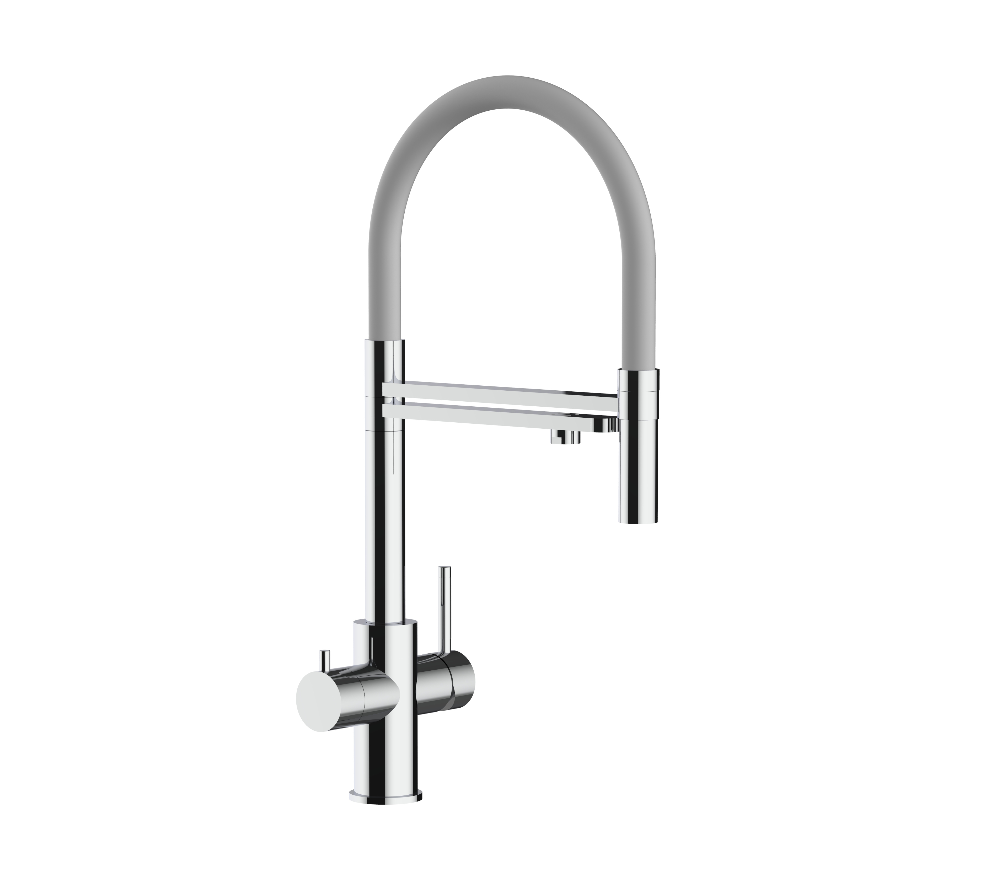 Grifo de cocina 5 vías acero inox ducha 2 chorros amovible, pulido / gris