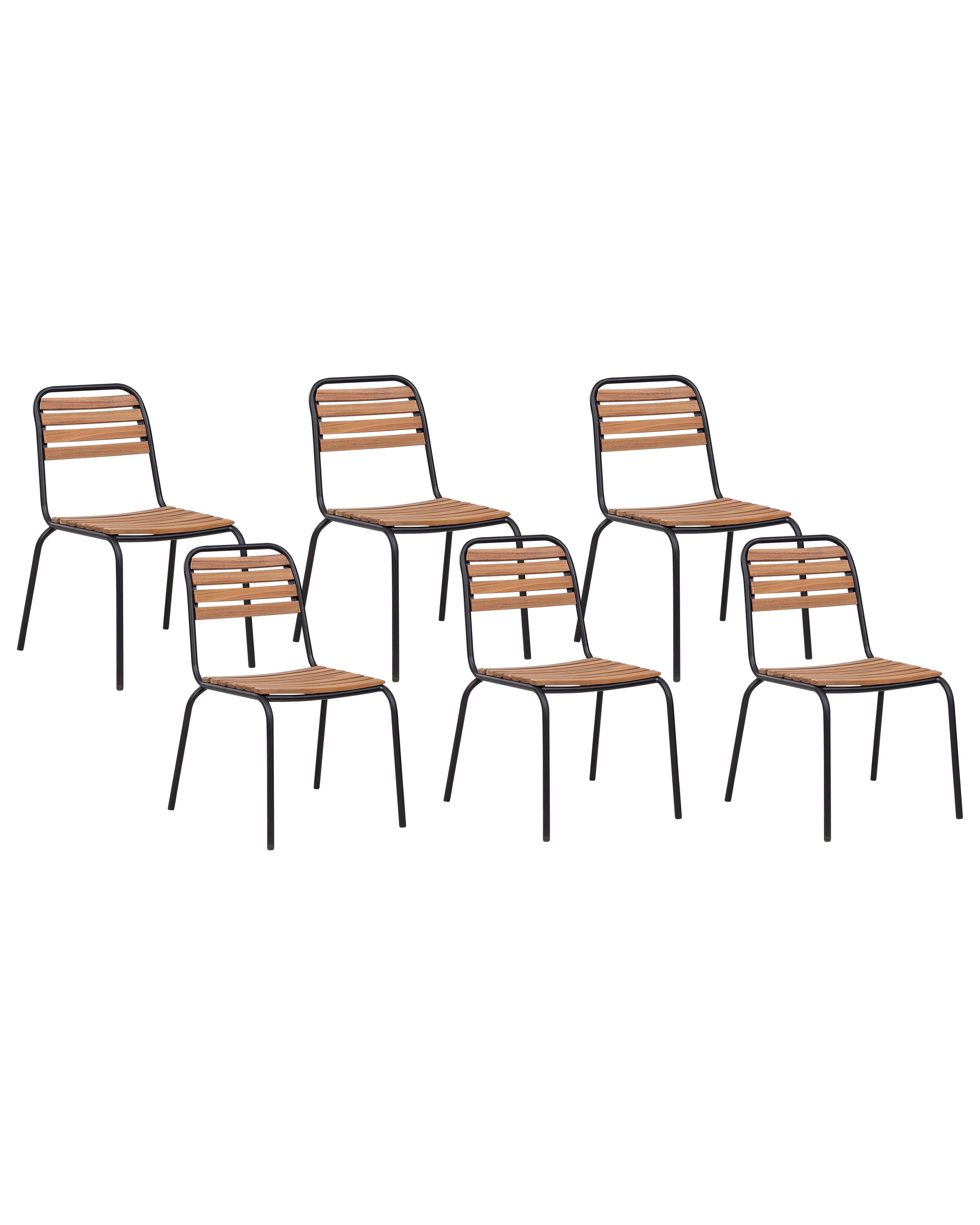 Conjunto de 6 sillas de jardín vallese madera de acacia marrón