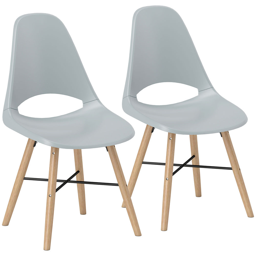 Sillas de comedor 47x49x84 cm abs, madera de caucho color gris Homcom