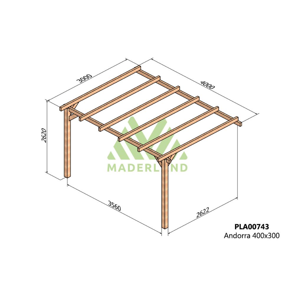 Pérgola de madera laminada adosada - andorra ad. 400x300cm (maderland)