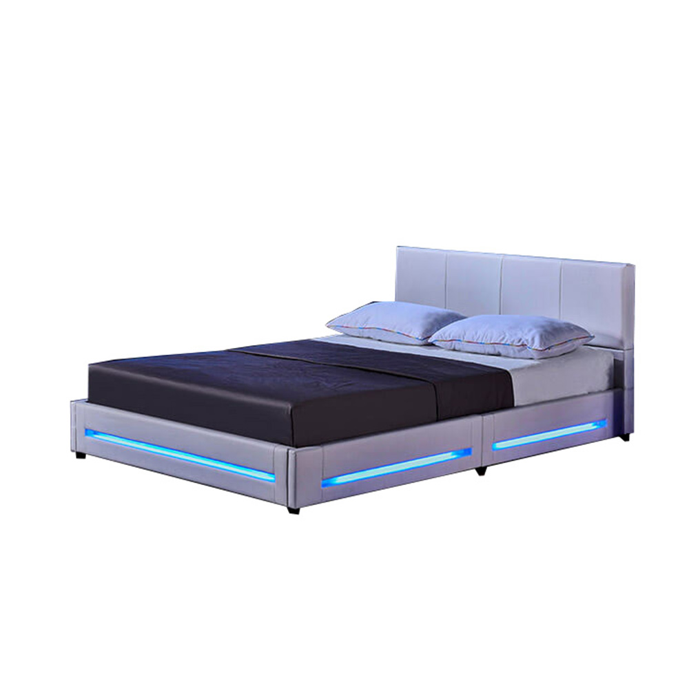 Cama LED asteroid con colchón - 140 x 200 cm blanco