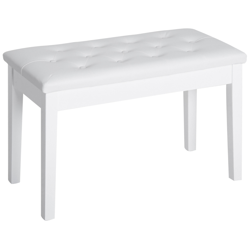 Banco de piano 76x36x50 cm pu, madera de caucho color blanco Homcom