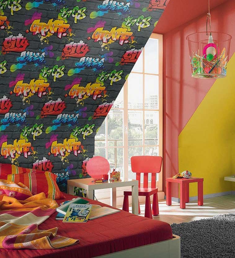 Papel pintado gaulan muro de grafiti estilo urbano juvenil multi 5.33m²