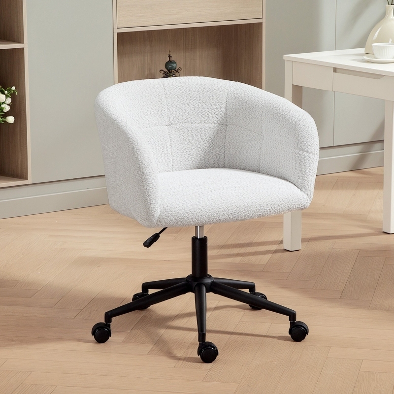 Silla de oficina giratoria tapizada blanco reposabrazos altura ajustable