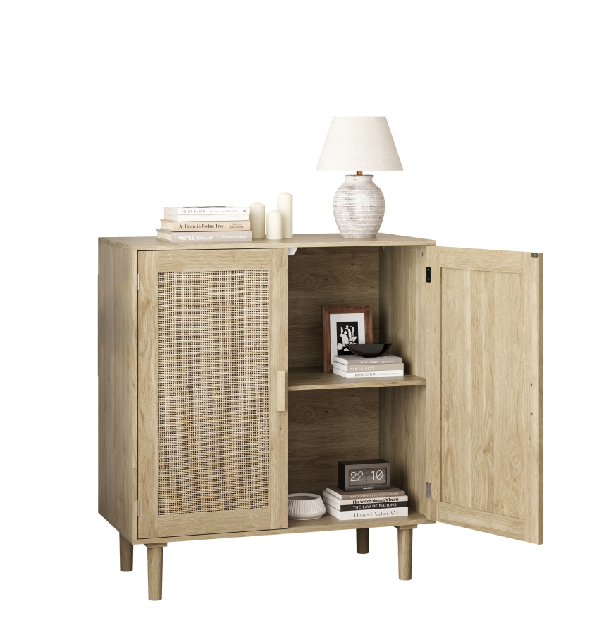 Aparador para salón comedor recibidor 2 puertas natural 88x80x40cm