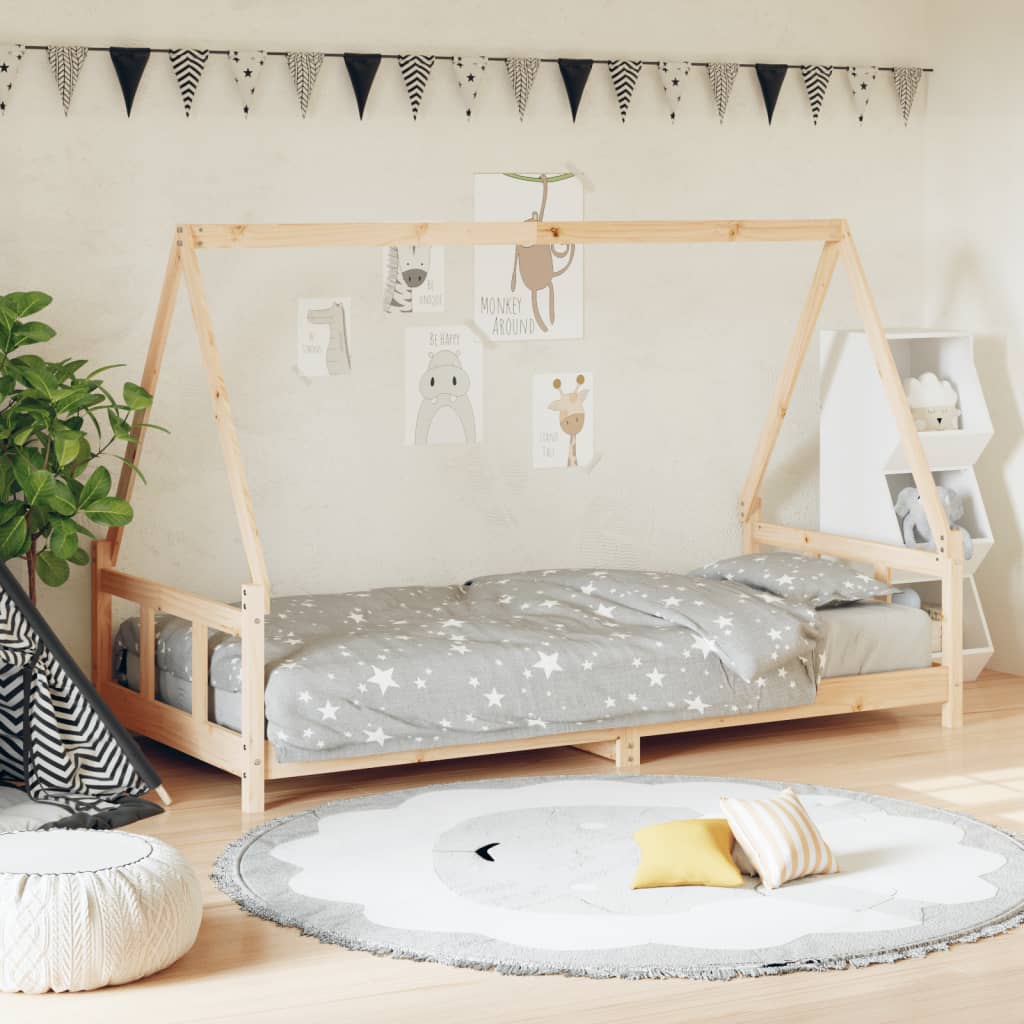Cama 90x200 cm para niños madera maciza de pino