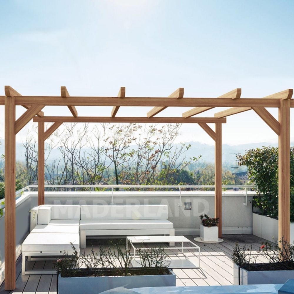 Pérgola de madera laminada sitges (maderland) - gardeneas