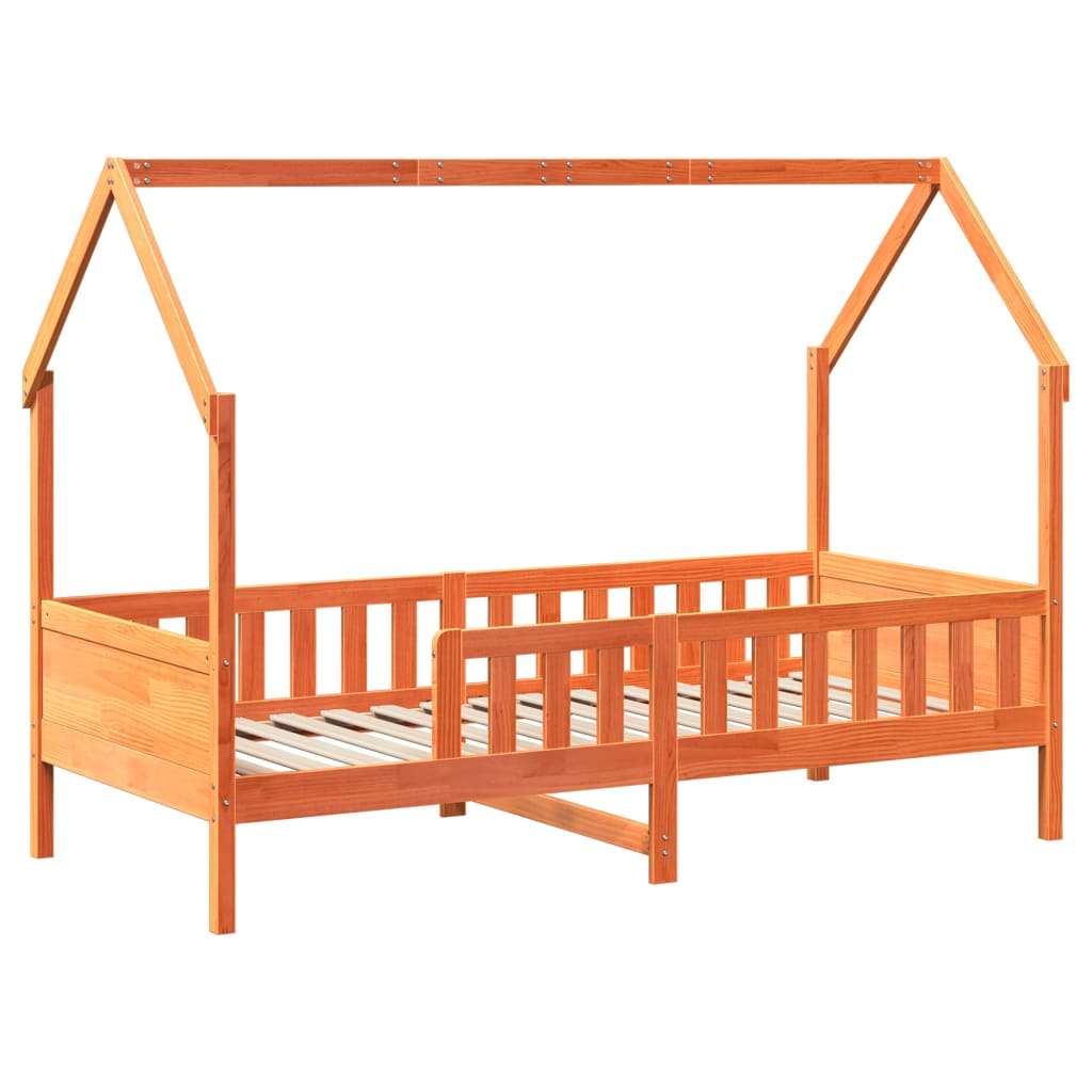 vidaXL cama con forma de casa de niños madera maciza marrón 80x200 cm