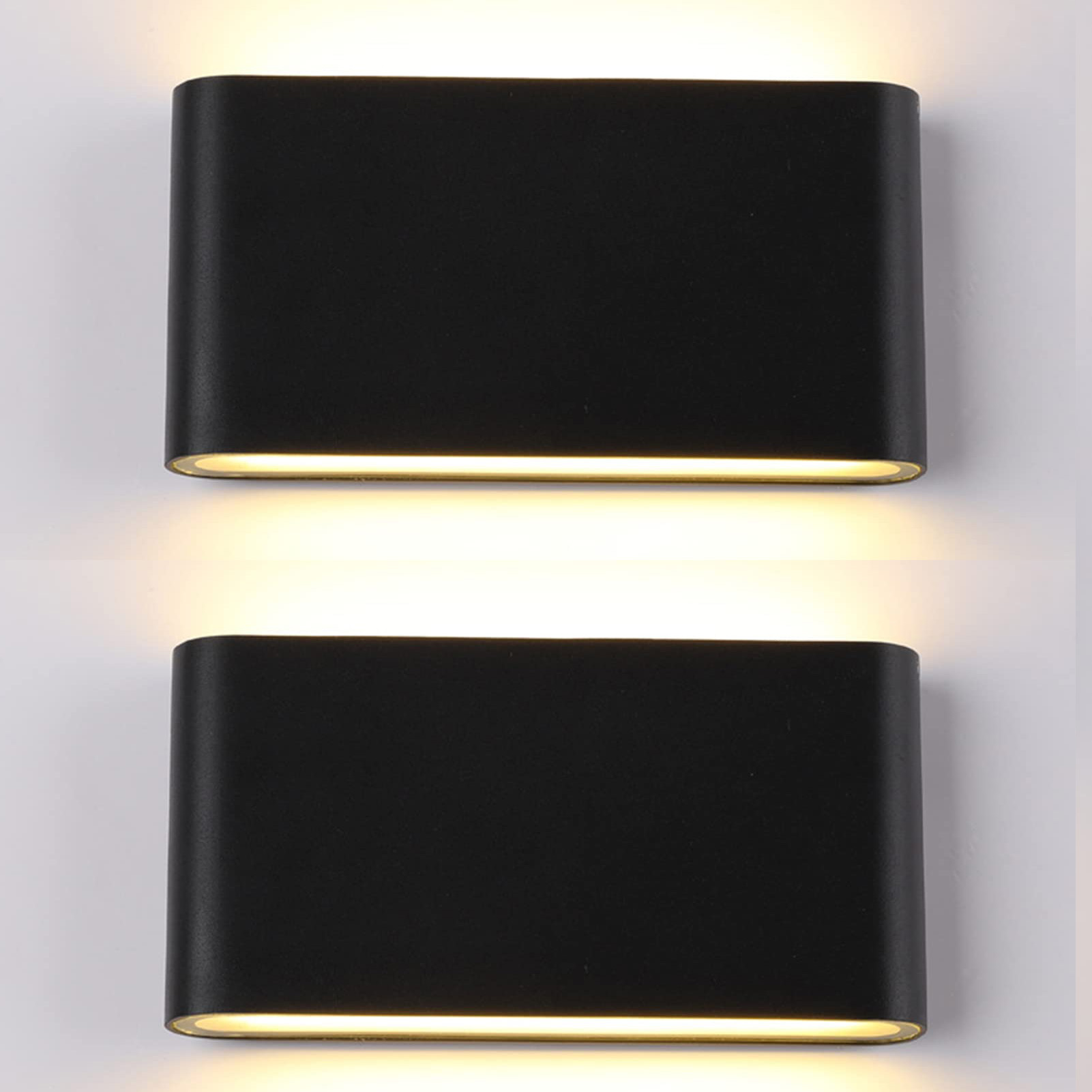 Aplique de pared 2 uds. Exterior impermeable 12 w 3000 k negro