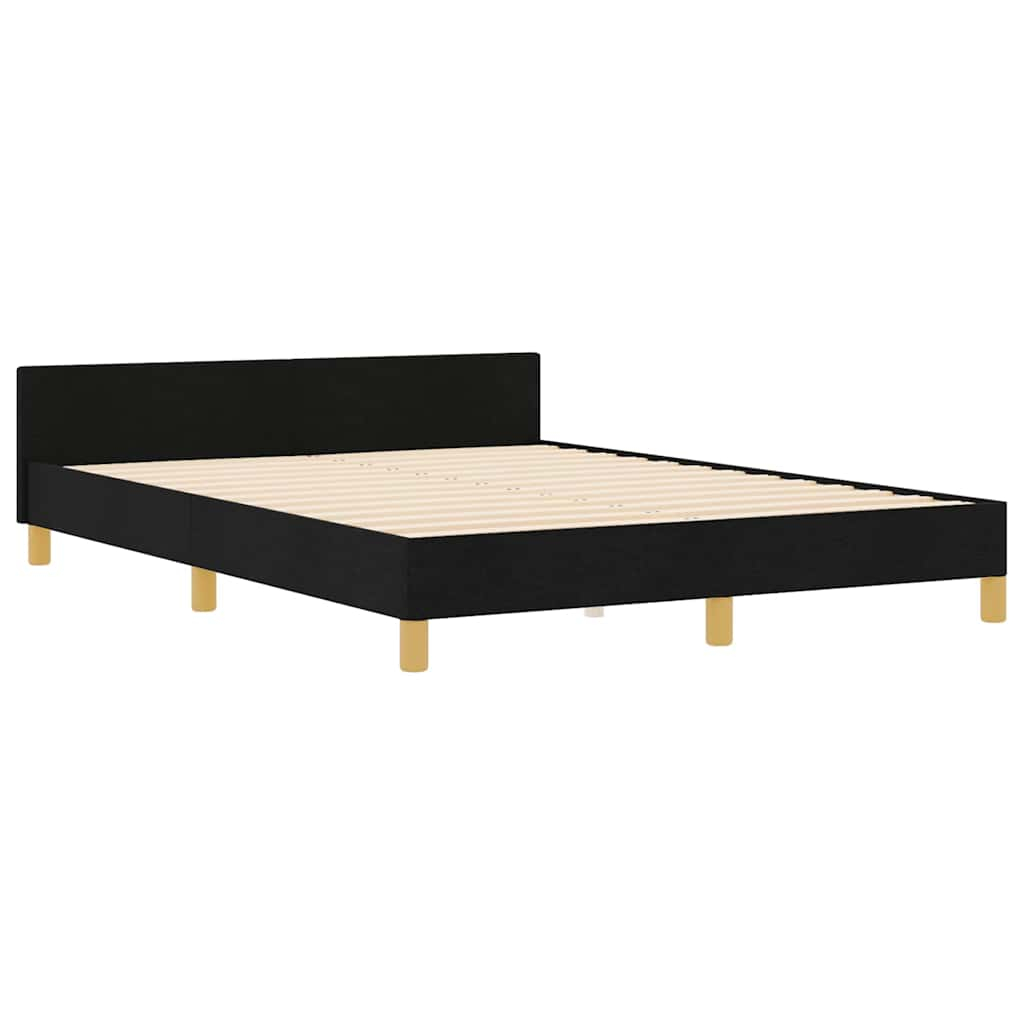 vidaXL estructura de cama con cabecera negro 140 x 200 cm tela