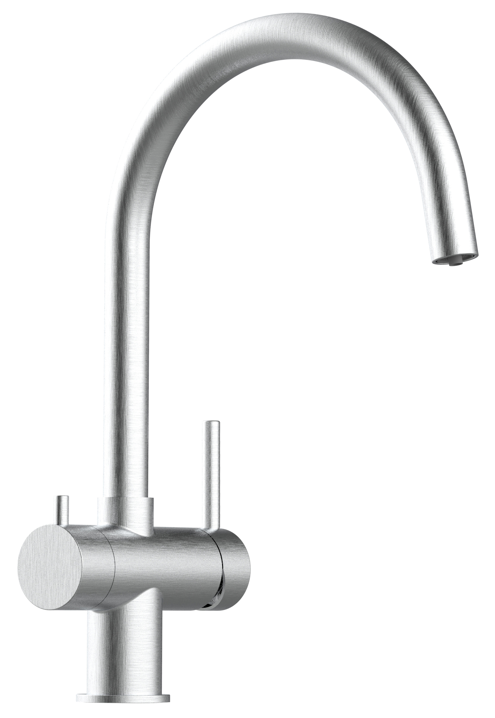 Grifo de cocina 3 vías acero inox cepillado caño U giratorio