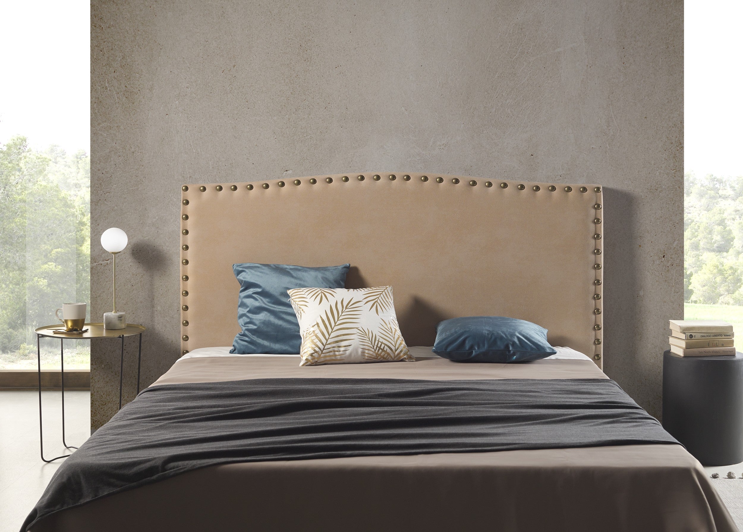 Cabecero ambar para cama de 160 de tela camel 165x115x8