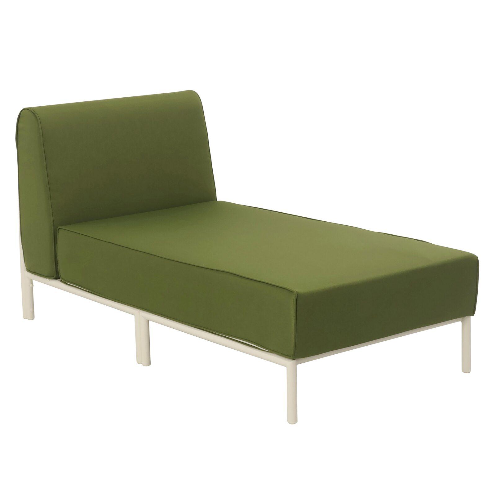 Chaise longue para muebles de jardín modulares en tela verde caqui