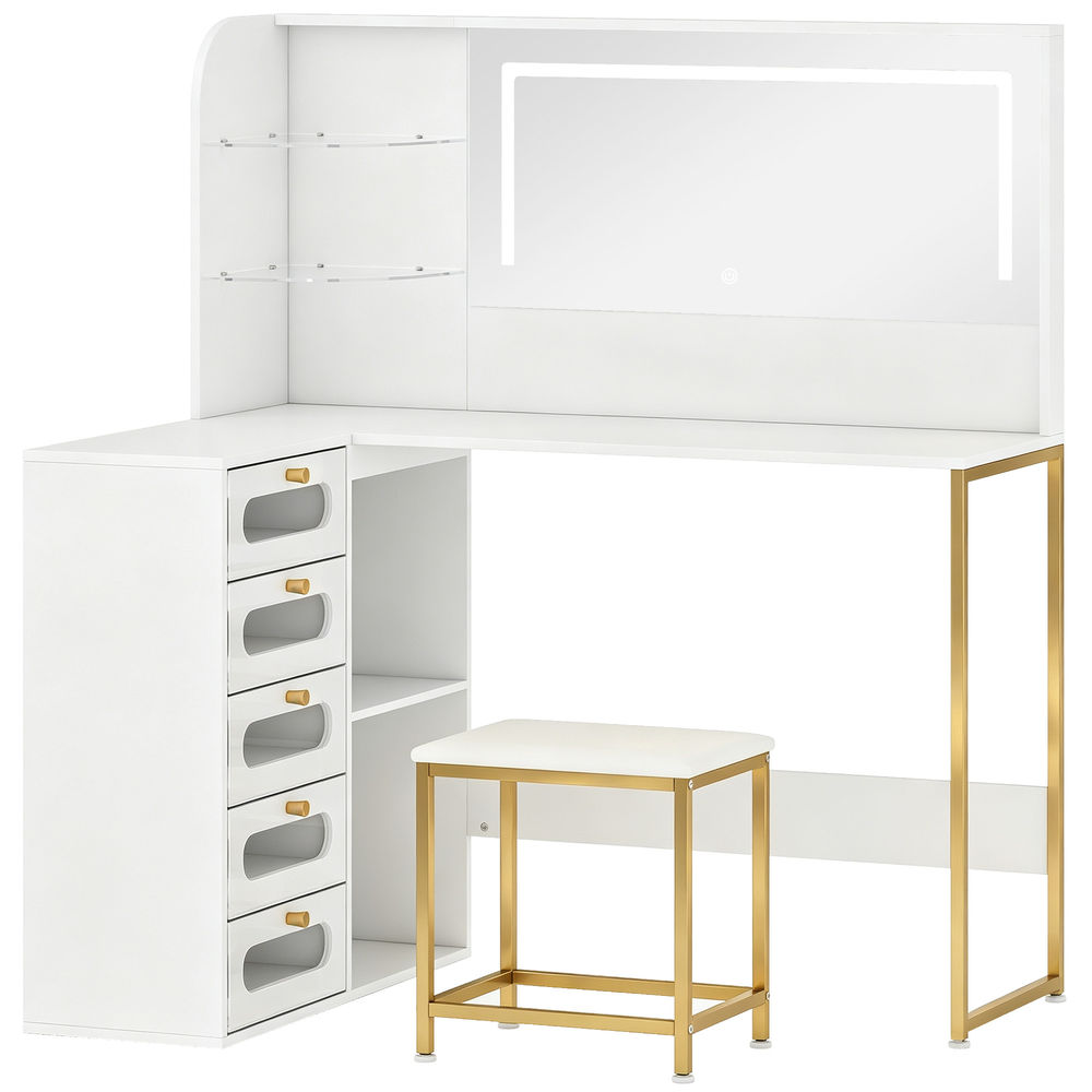 Tocador de maquillaje 120x80x135 cm color blanco Homcom