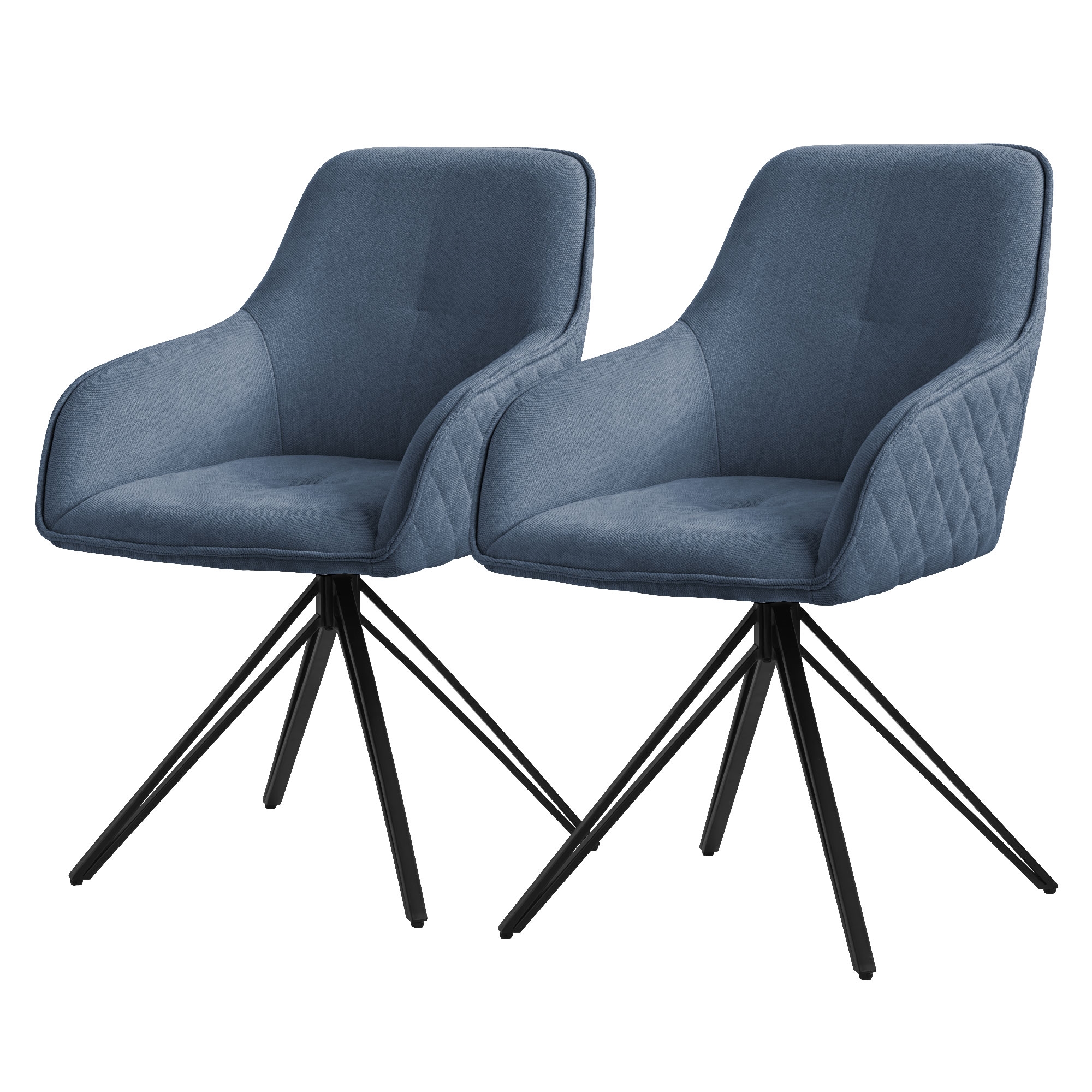 2x sillas de comedor giratorio azul tela tejida asiento ergonómico