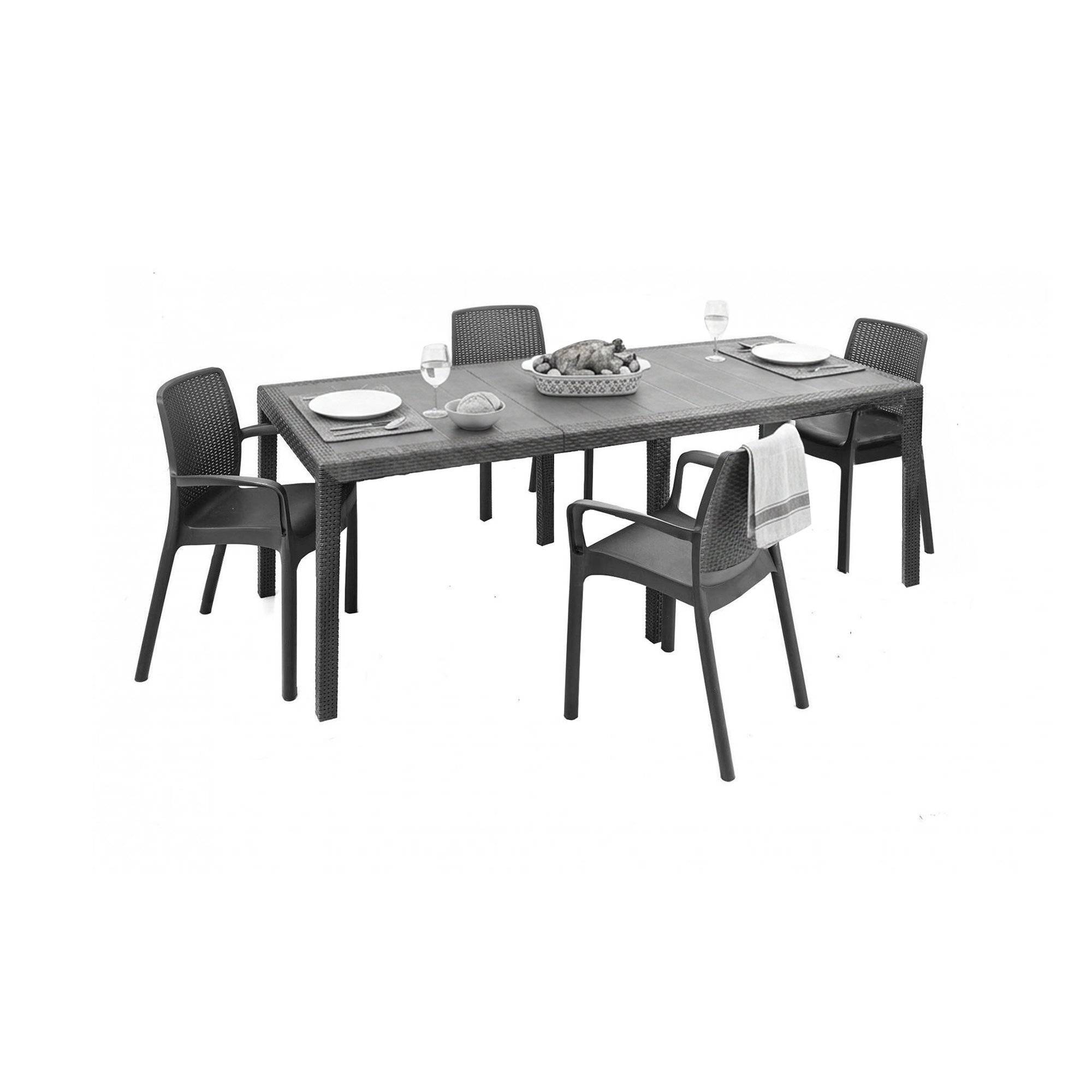 Set de salón exterior arret, mesa, plástico negro antracita
