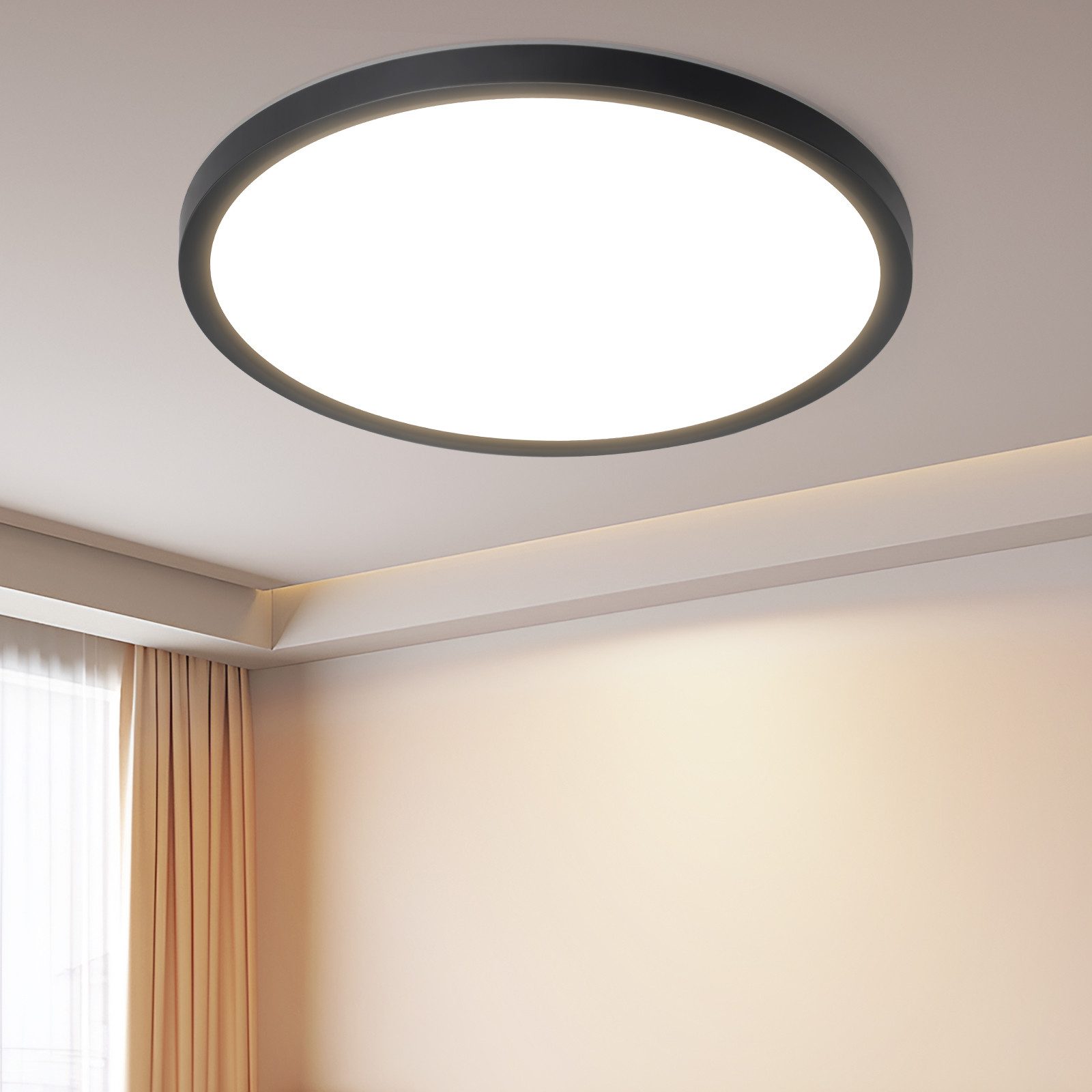 Nettlife lámpara de techo LED baño plano 30cm 24w lámpara de techo blanca