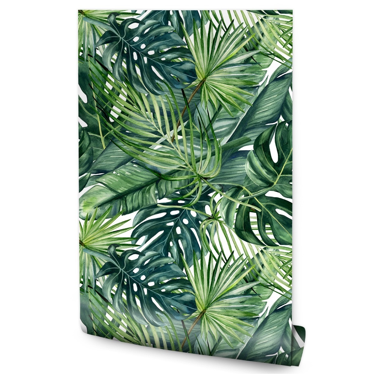 Papel Pintado Acuarela Natural Con Hojas Para El Dormitorio 53cm x 10m