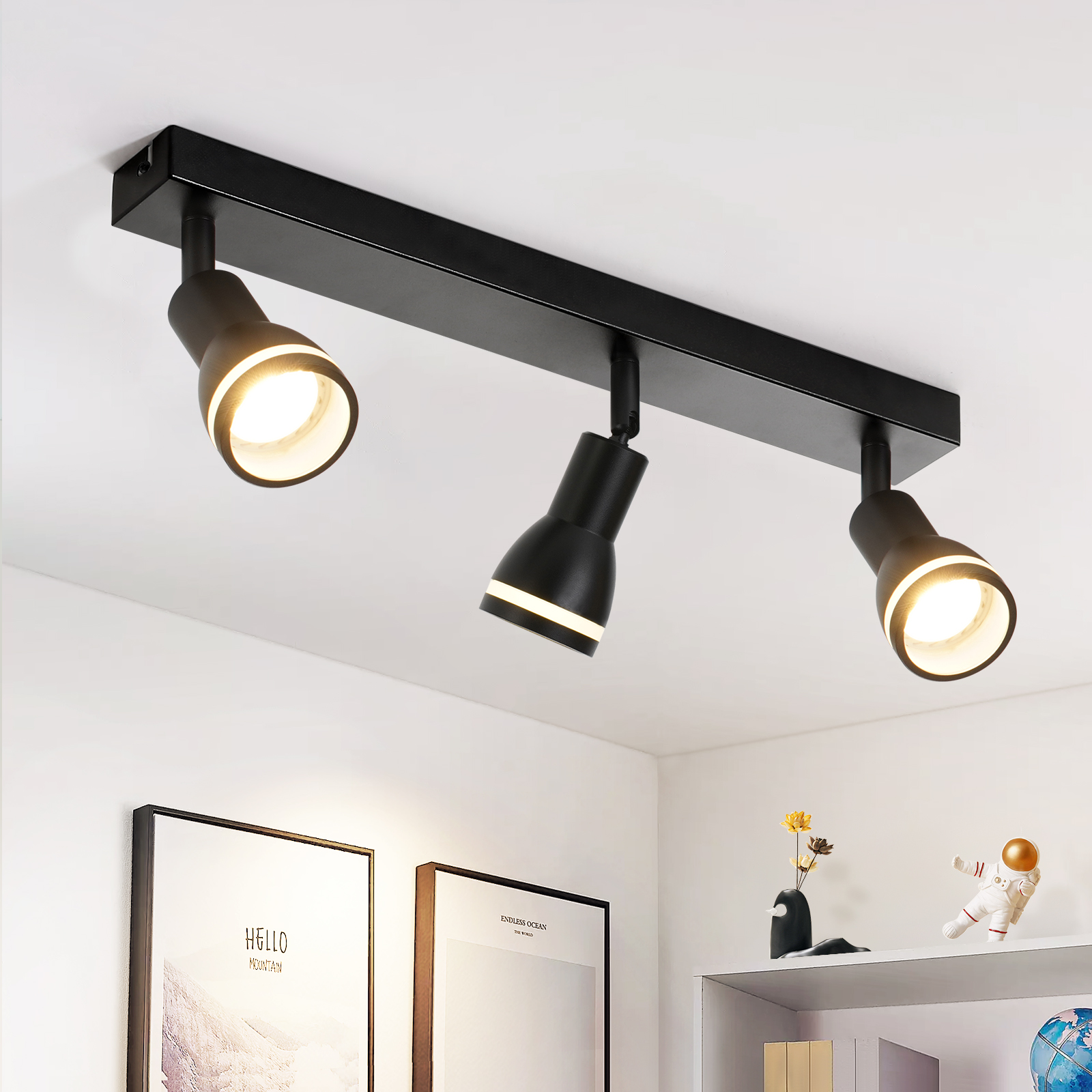 Nettlife lámpara de techo negro gu10 42x5