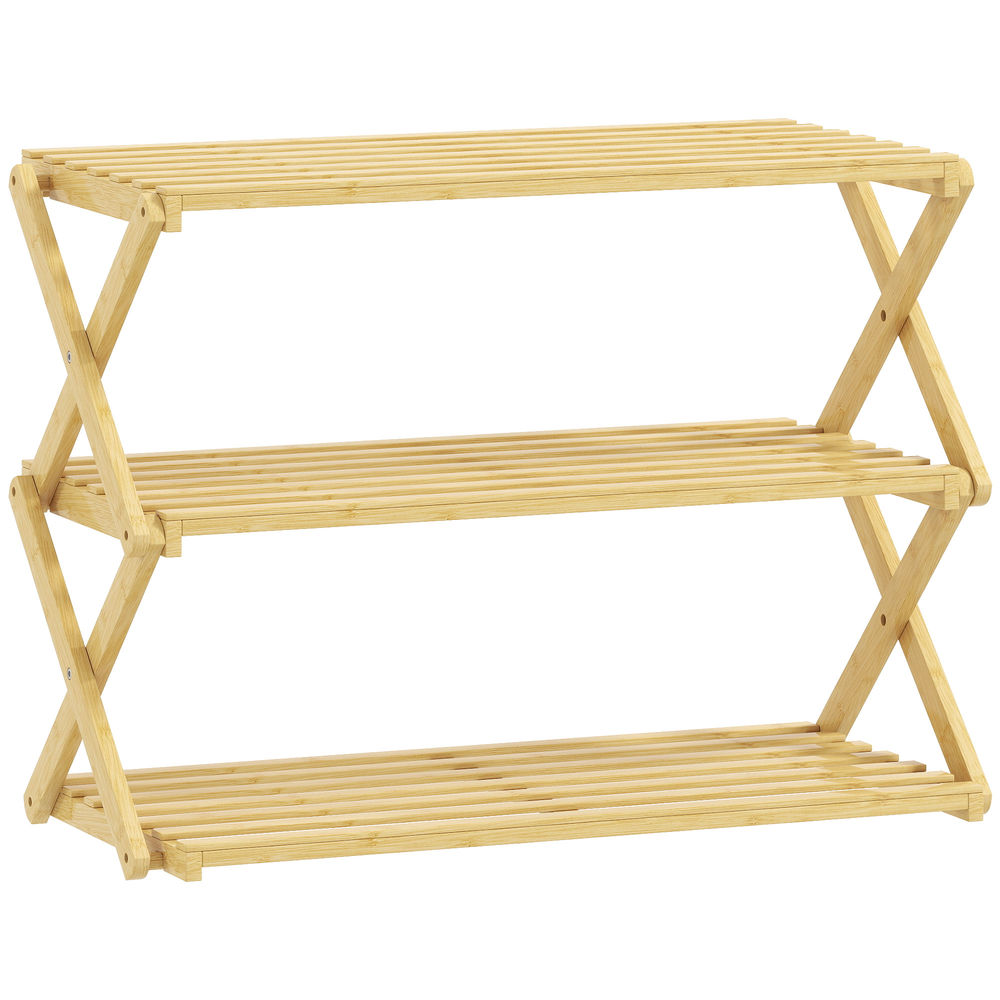 Zapatero plegable 60x29x45.5 cm bambú color marrón Homcom