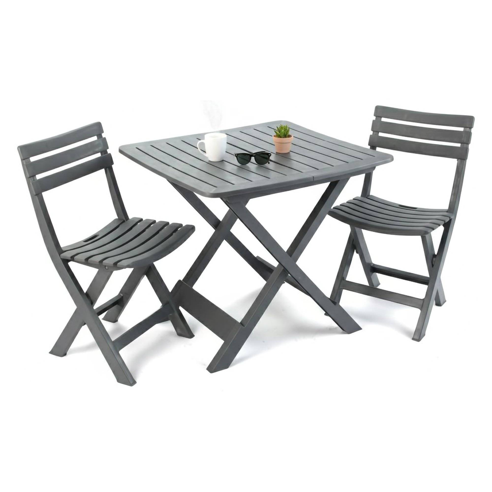 Set de jardín viticuso, mesa y sillas, plástico negro